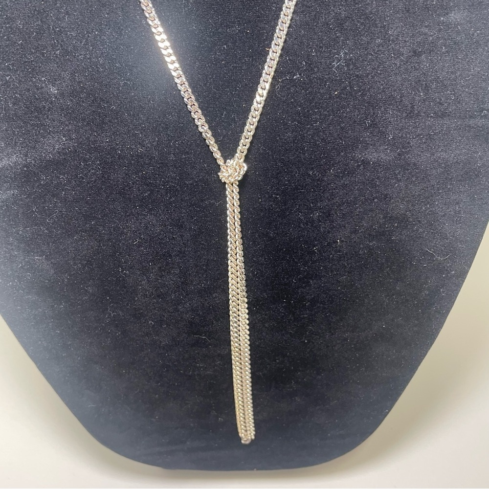Long Gold Tone Knot Necklace - Picture 2 of 6